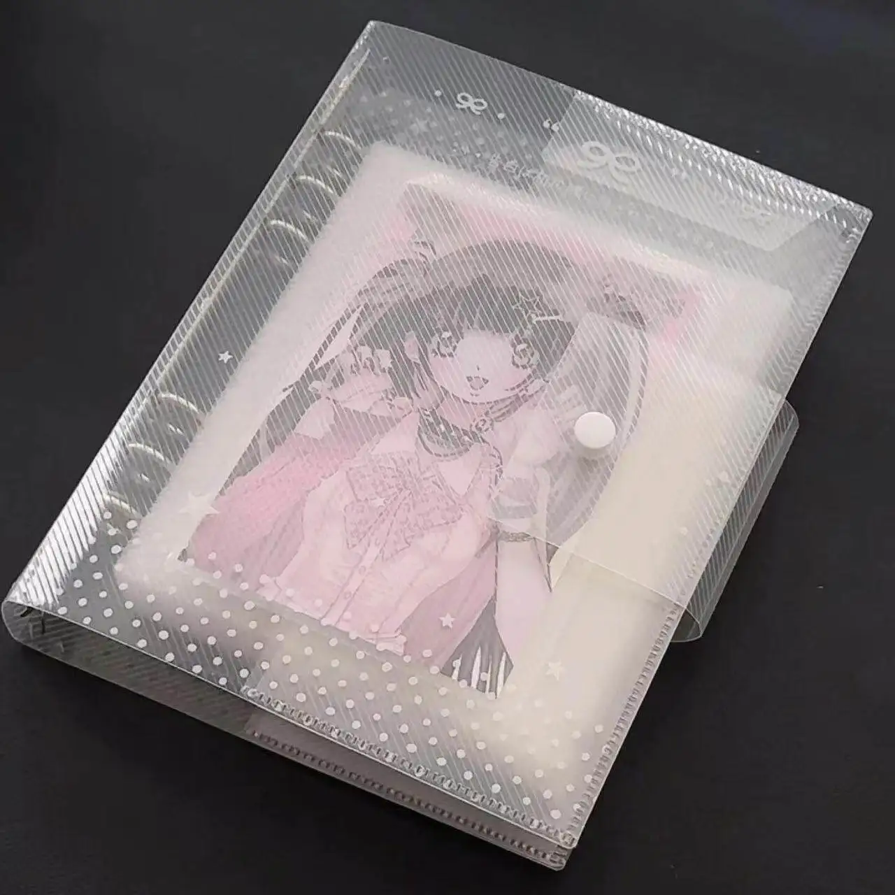 A5 Star Twill PVC 4-Pocket Photo Album, Loose-Leaf Binder for K-Pop Photocards, 3-Inch Collectibles & Instax Mini Photos