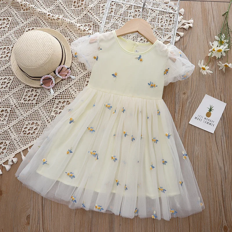 Girls Dress Summer Dress 2025 New Children's Foreign Style Gauze Skirt Super Fairy Baby Summer Floral Skirt