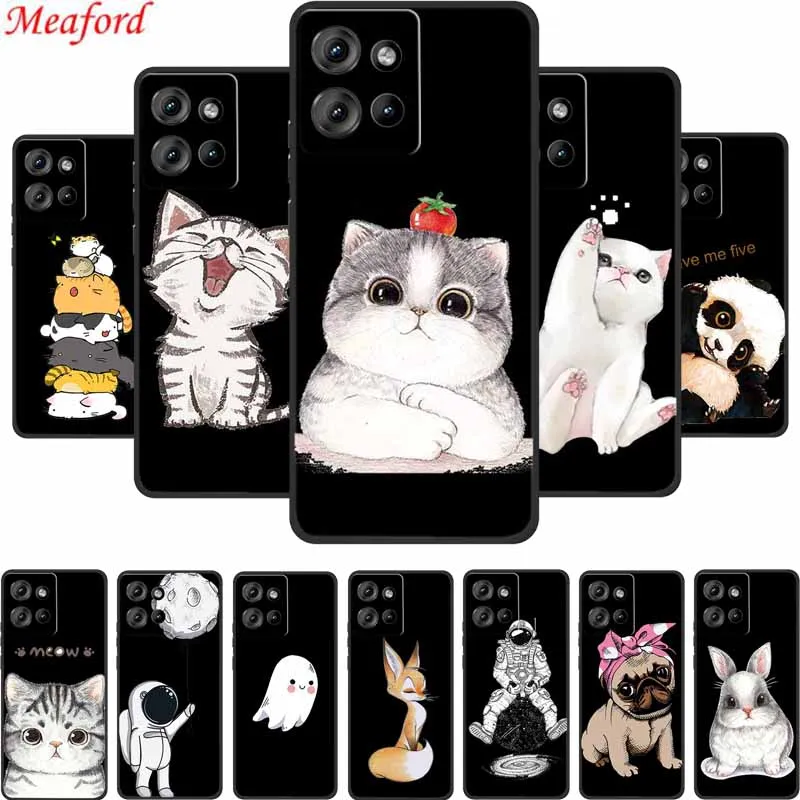 For Motorola Edge 50 Neo Back Cover Case Cute Cartoon Black Silicone Soft Phone Case For Moto Edge 50 Neo Case 50Neo Shockproof