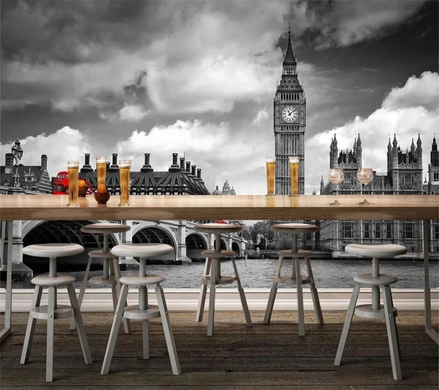 Customized wallpaper 3d mural nostalgic retro london tower big ben city street living room TV background wall bedroom restaurant