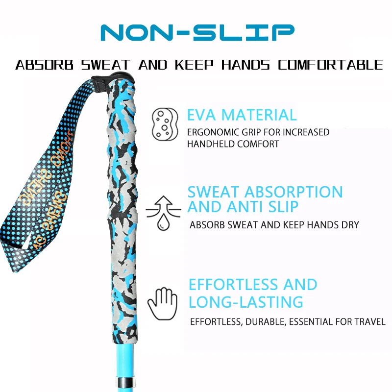 High Quality Factory Direct Sale T800 High Strength Carbon Fiber Colored Surface Hiking Poles Folding Walking Stick