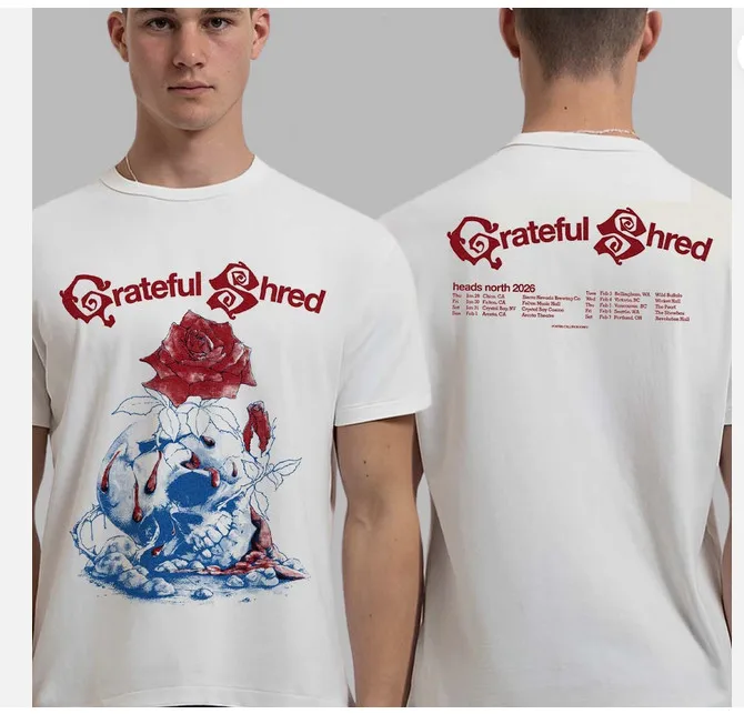 Grateful Shred Heads North 2026 Tour T-Shirt North America Dates Two Sided Tee