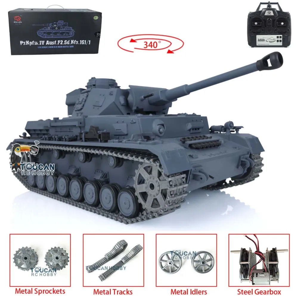 Giocattoli Heng Long 1/16 7.0 Tedesco Panzer IV F2 Versione aggiornata Carro armato RC 3859 Tracce in metallo BBs Shoot Veicoli da battaglia blindati TH17398