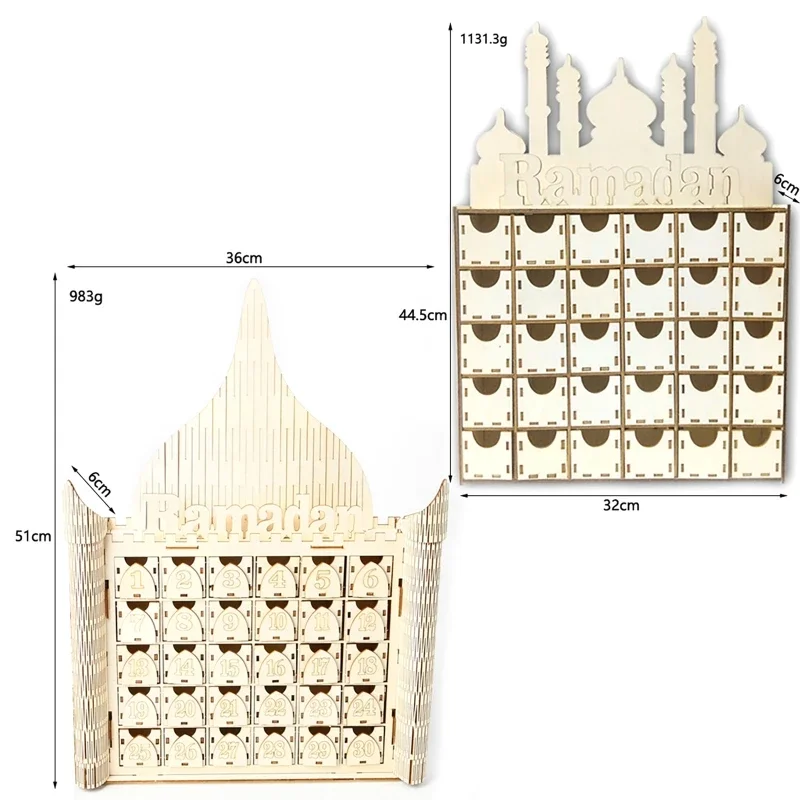 Eid Mubarak Count Down Wooden Ramadan Calendar Cabinet Eid Al-Fitr Islamic Muslim Gift Ramadan Kareem Decoration 2023 For Home
