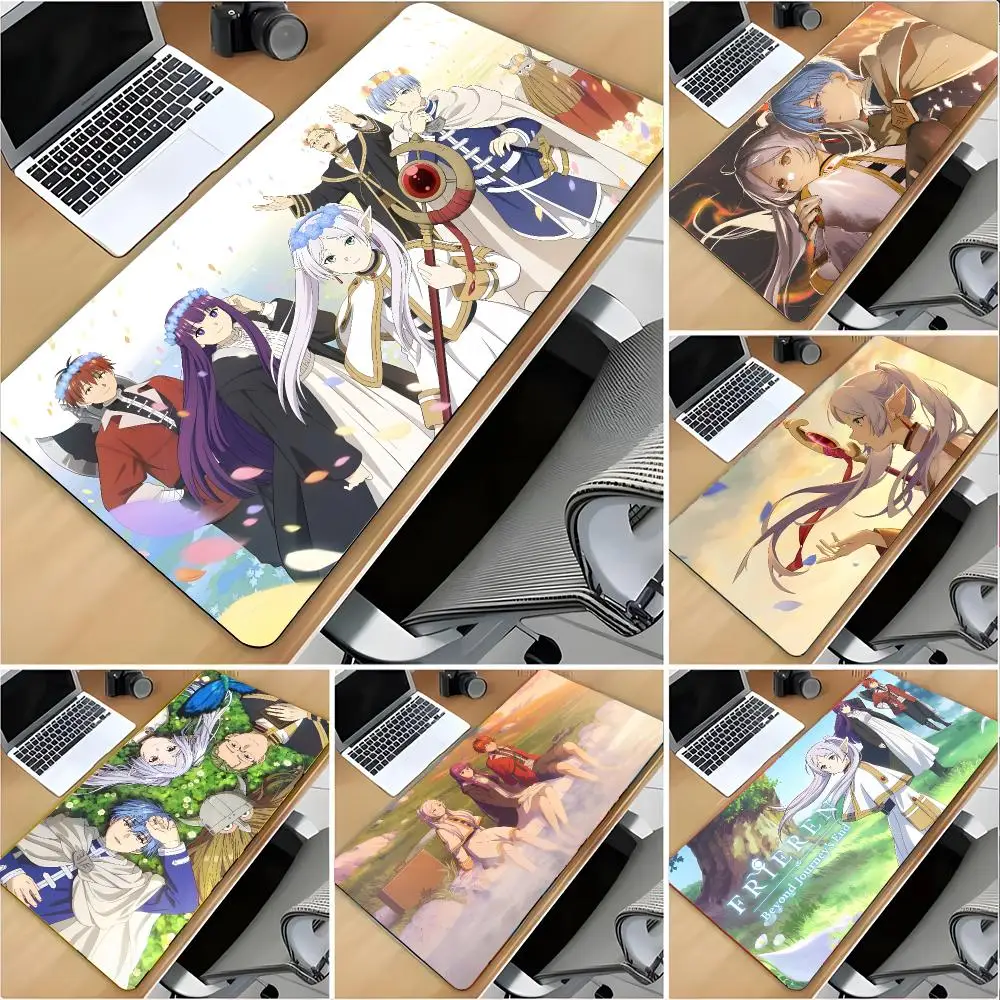 Healing F-Frieren Beyond Journeys End Mouse Pad Large Mouse Pad Desk Mat Non‑Slip Gaming Board Game Mat with Stitched Edges