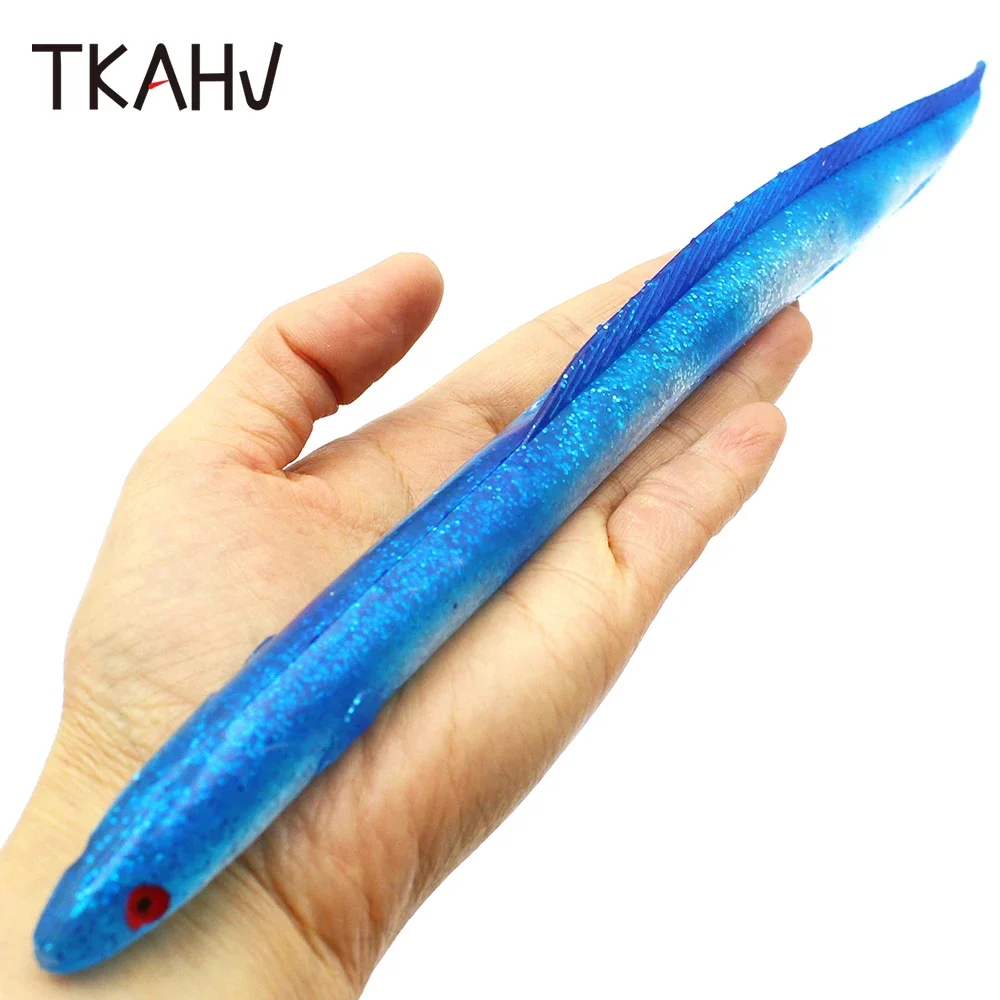 TKAHV 2 PCS 30cm 58g Vivid Artificial Eel Soft Fishing Lure Plastic Needfish Bait Silicone Carp Jig Bass Pike Trolling Swimbait