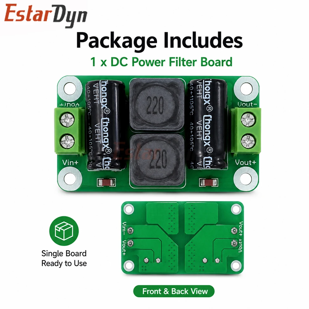 Estardyn 0-50V 4A DC Power Filter Board EMI Suppression Module for Class D Amplifier Car Audio Industrial Control