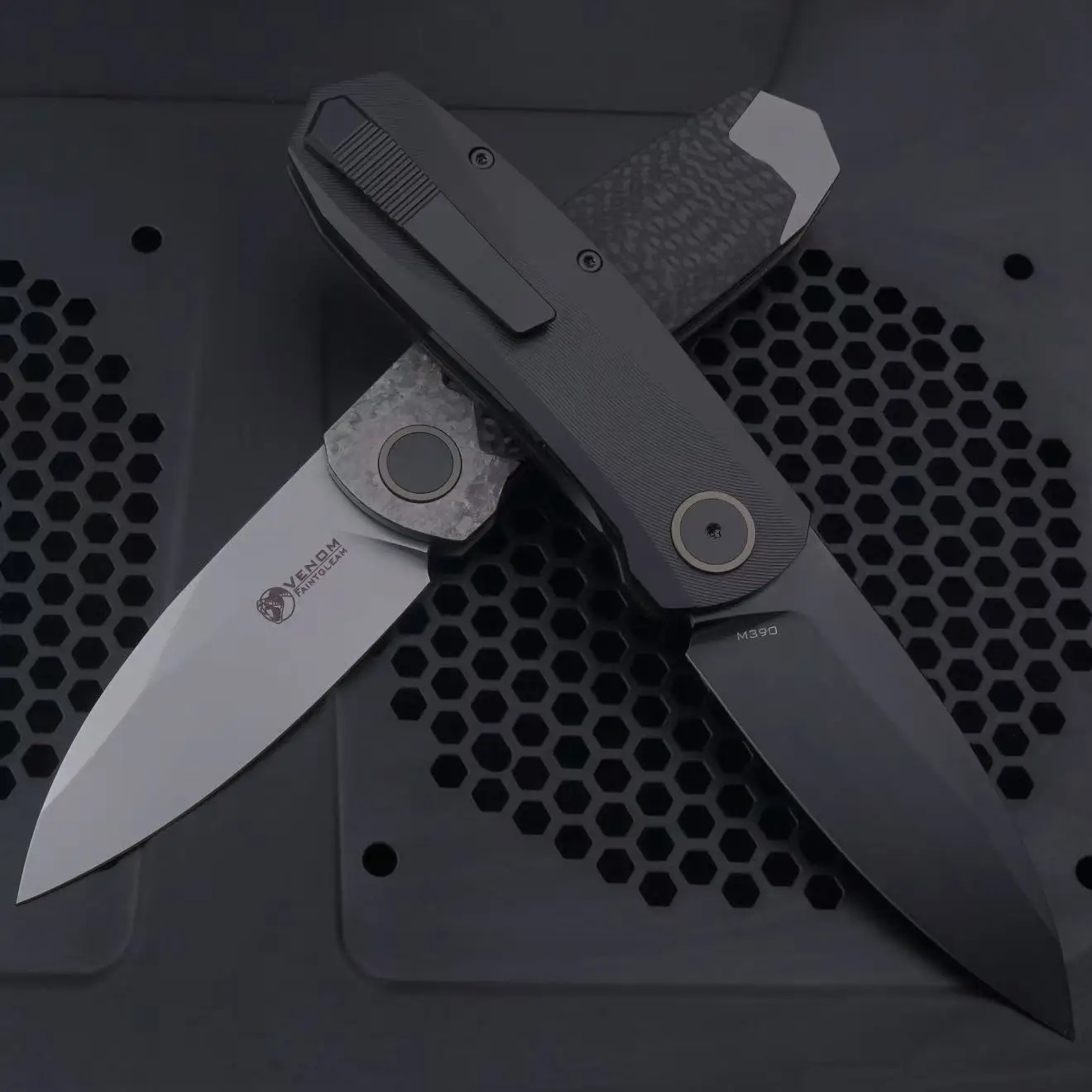 Venom Knives faintgleam Folding M390 Blade TC4 Titanium alloy DLC Handle Daily Gift Collection Pocket Knife