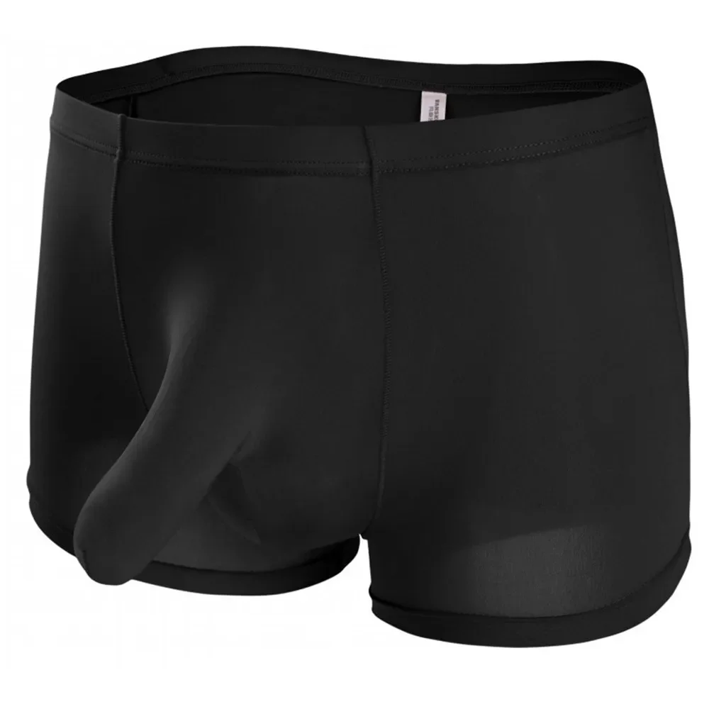 

Solid Color Men's Panties Elephant Nose Boxer Briefs Shorts Elastic Ice Silk Sexy Lingerie Low Rise Man Underwear