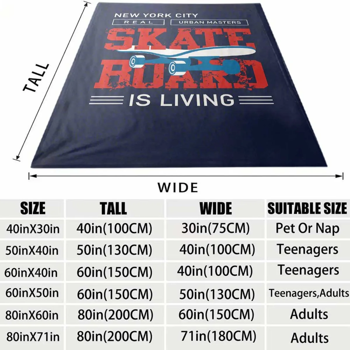 New York City Skate Board Is Living Real Urban Masters Style Throw Blanket Cozy Gift for Skaters