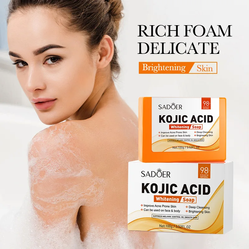 SADOER Kojic Acid Facial Soap Face Wash Foam Facial Cleanser Moisturizing Hydrating Oil Control Body Bathing Handmade Soap