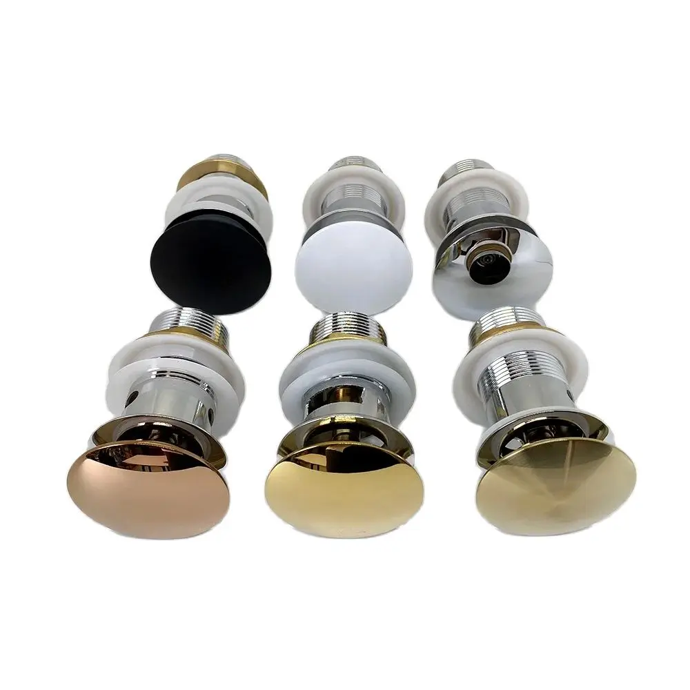 Bathroom Sink  Push Down Pop-up Drain Wash Basin Drain Stopper Plug Brushed Gold,Matt Black,White,Rose Gold Deodorization Type