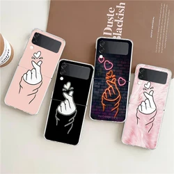 Black White Love Kpop For Samsung Galaxy Z flip 4 Bag Transparent Phone Cover For Galaxy Z Flip 3 Case Shockproof Hard PC Shell