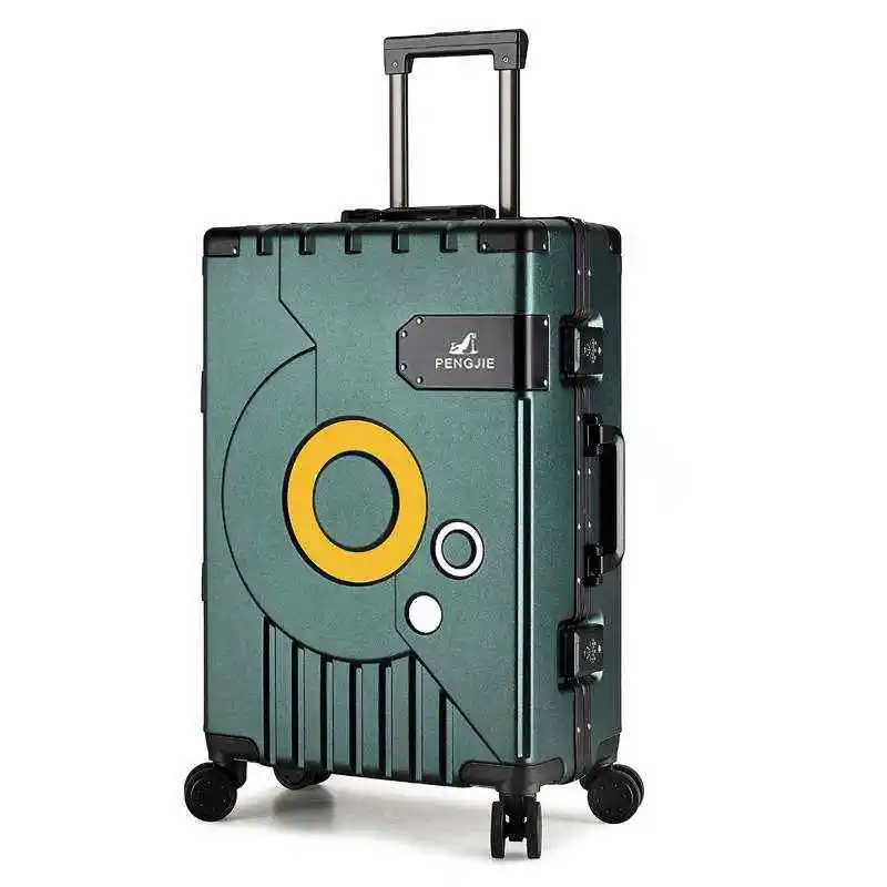 Durable Aluminum Frame Luggage Suitcase with Password Lock And Four-Way Wheels for Travel And Business Men 20 Inch Check-In Bag