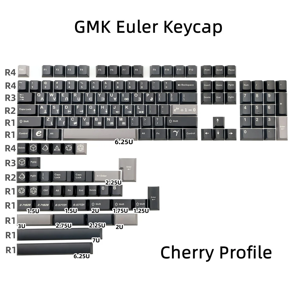 chaves conjunto gmk euler pbt keycap clone preto cereja perfil tintura subbed para gh60 gk61 68 75 84 87 96 104 108 teclado mecanico 142 01