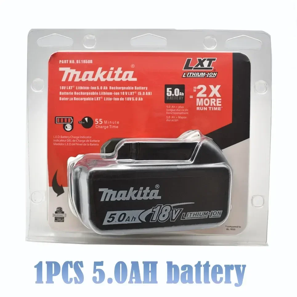 100 % Original-Makita-18-V-5,0-Ah-Akku für Elektrowerkzeuge, 18 V austauschbarer LED-Lithium-Ionen-Akku, LXT BL1860B BL1860BL1850 BL1830