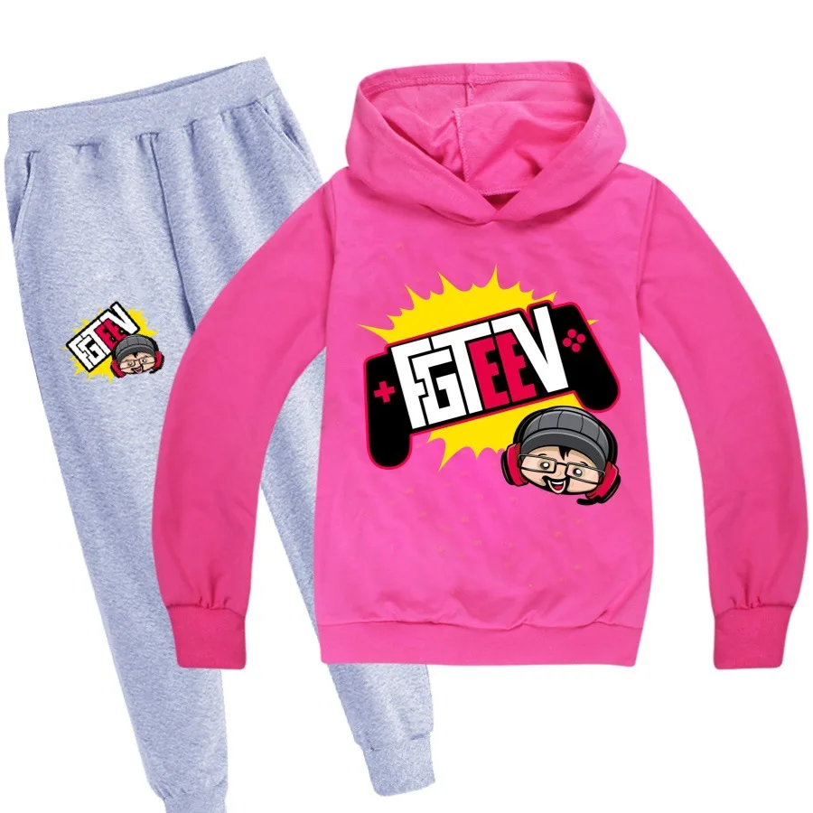 Children Clothing Set Fall Kids Hooded Set Fgteev Boys Casual Sports Pants 2pcs Cartoon Hoodies For Teens Fashion Suit Tracksuit