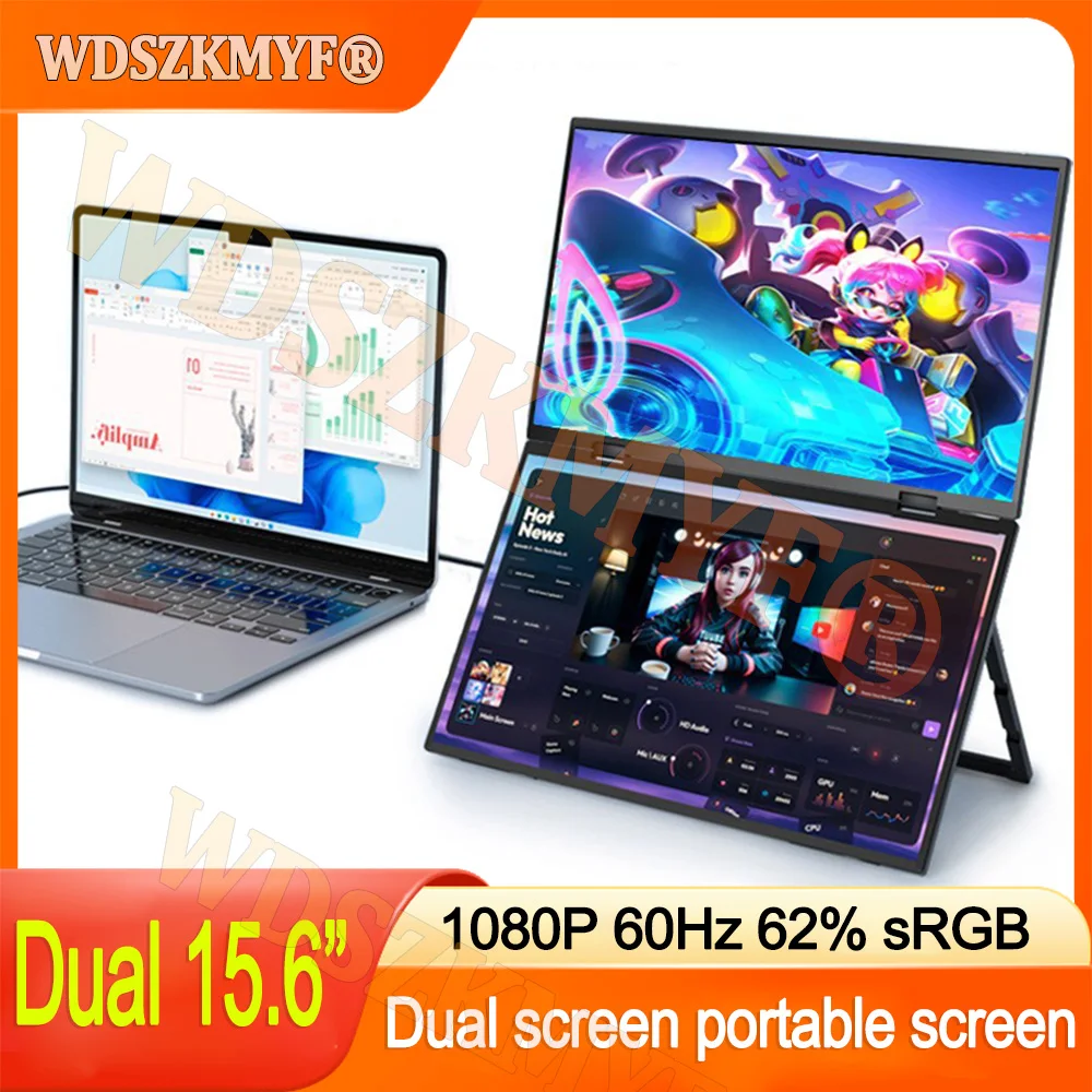 

15.6Inch Portable Dual /Singel Monitor 1080P HDR 16:9 Low Blue Light For XBox PS4 / 5 Switch Cell Phone PC Loptop Extension