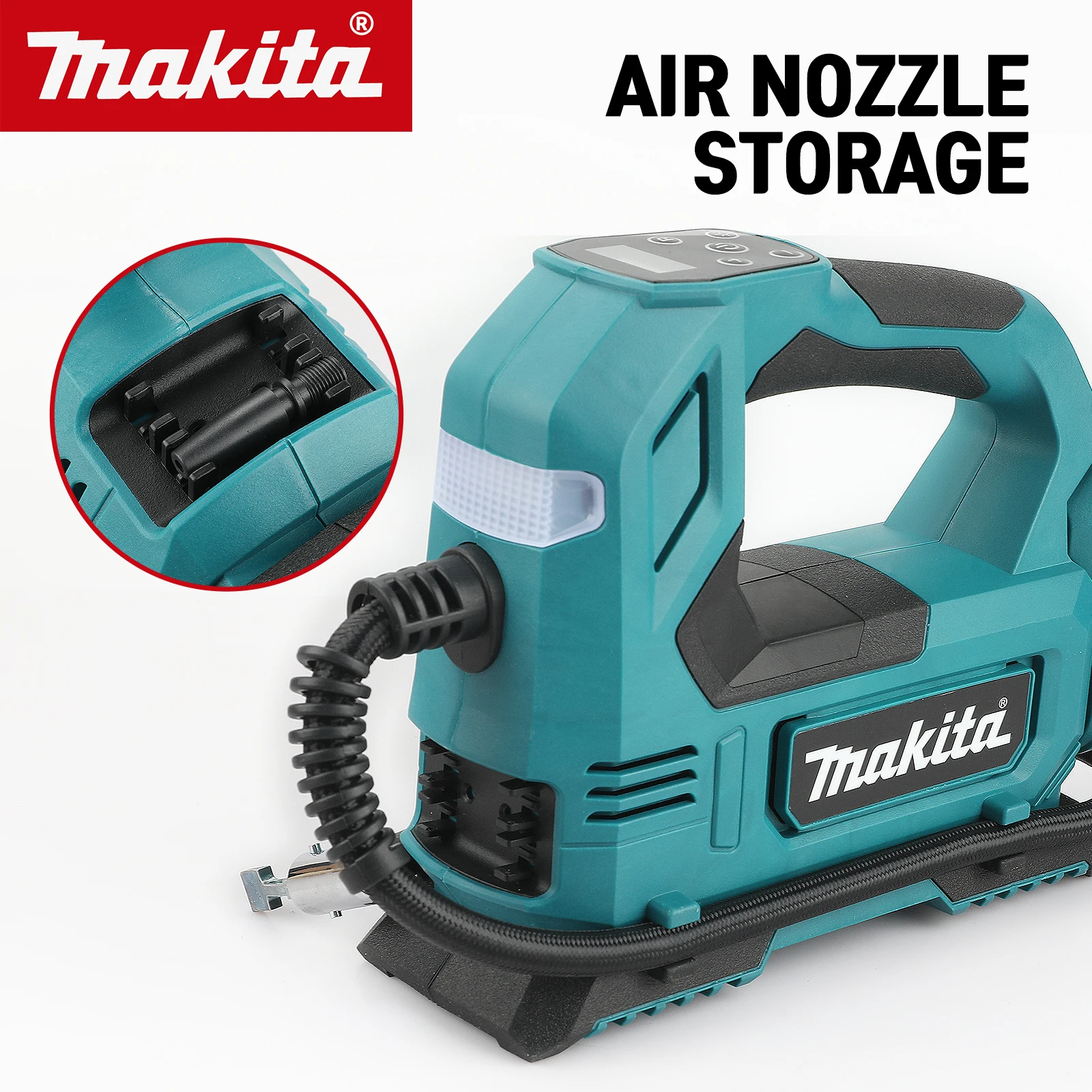 Makita novo dys59 portátil automático sem fio inflator 18v bateria bomba de ar elétrica pneu carro compressor ar portátil
