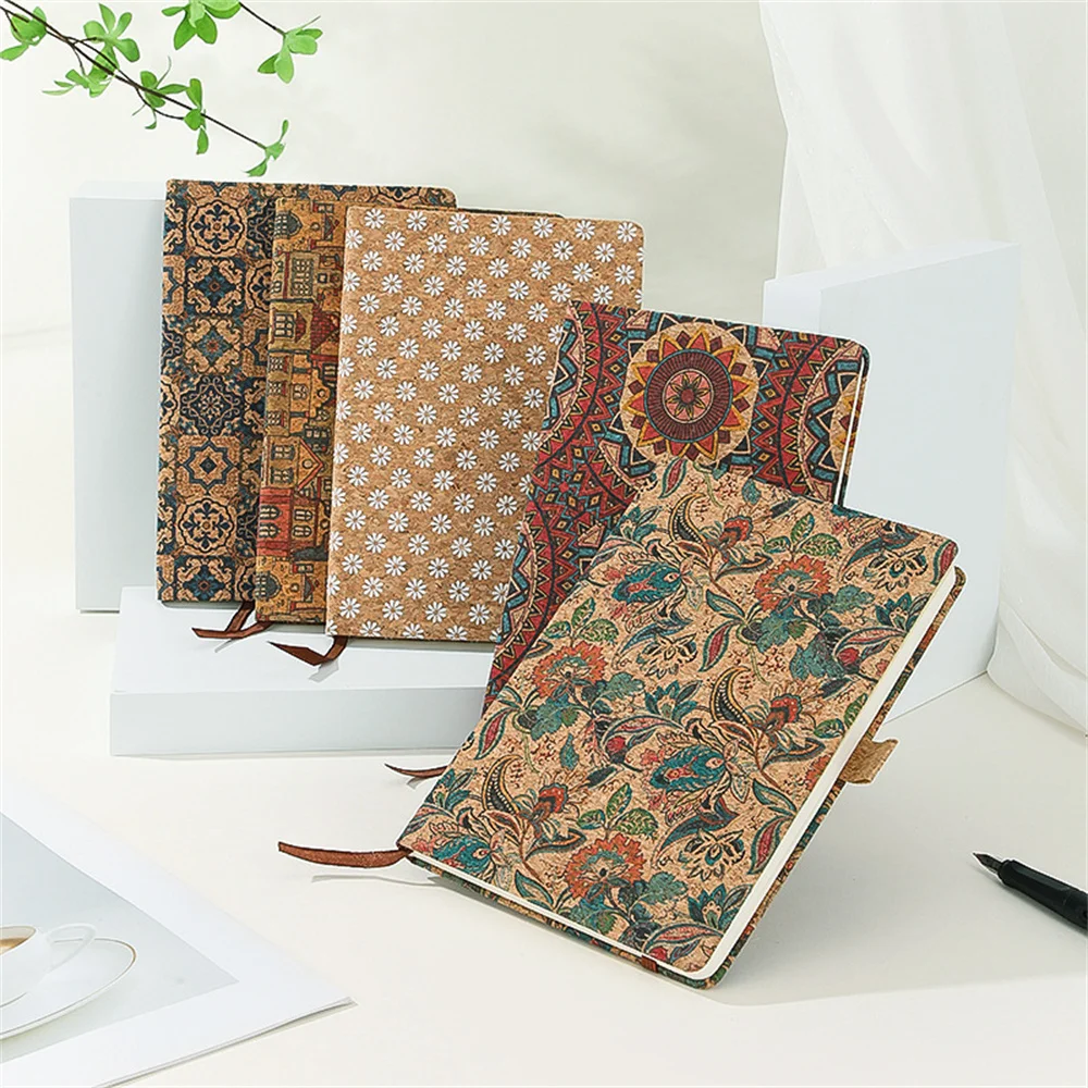 A5 Strap Notepad Retro Printed Diary Hand Ledger Student Writing Notebook School Stationery Supplies Agenda Pocket Notepad