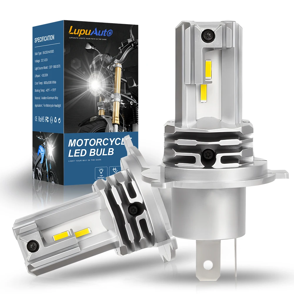 

LupuAuto For Car Motorcycle H4 9003 HB2 LED Hi/Lo High and Low Beam Motorbike Headlamp 12V 24V LED Headlight Bulb CSP Fanless