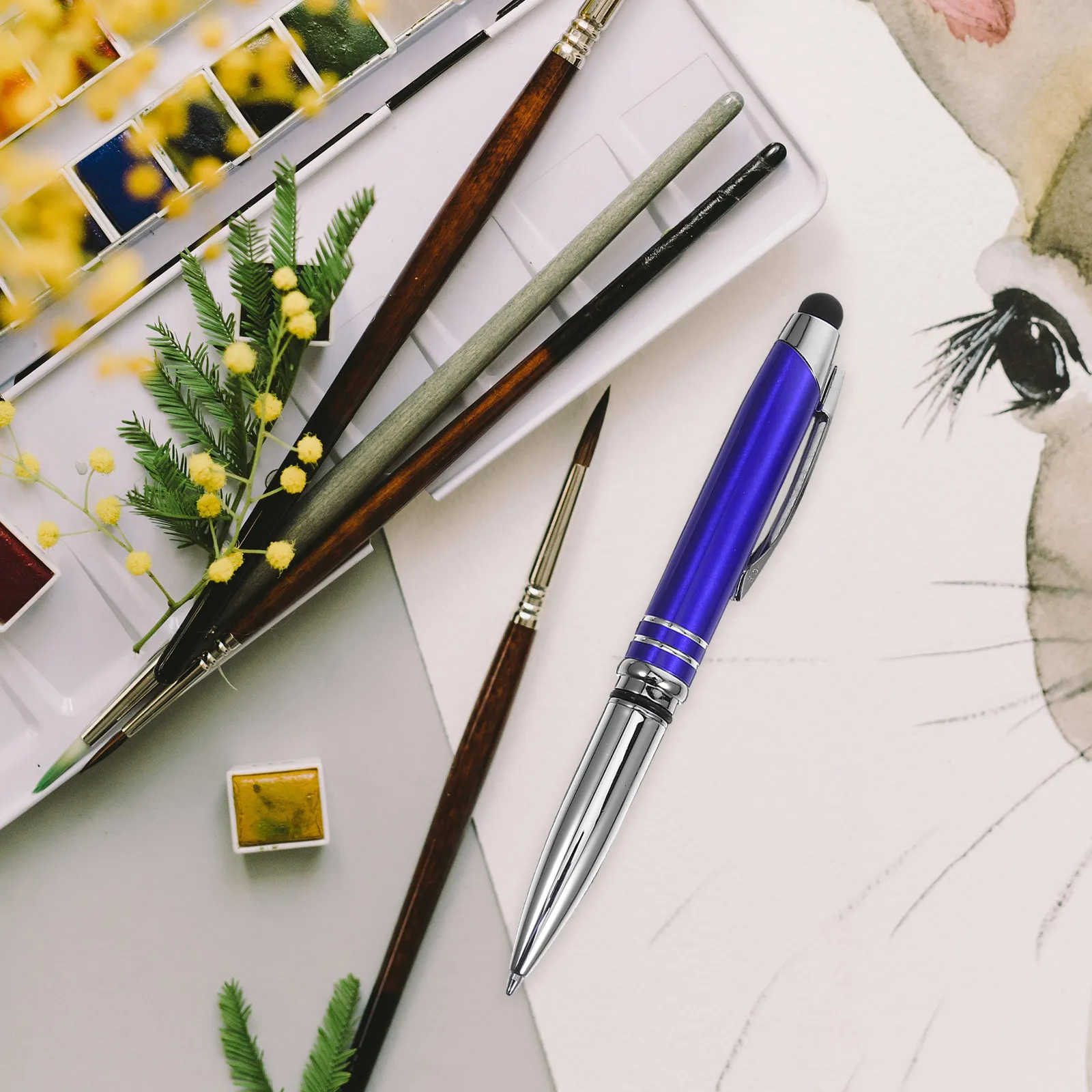 

3-in-1 Multifunctional Ballpoint Pen with LED Light and Capacitive Stylus Tip for Touch Screens Writing Drawing Note Taking