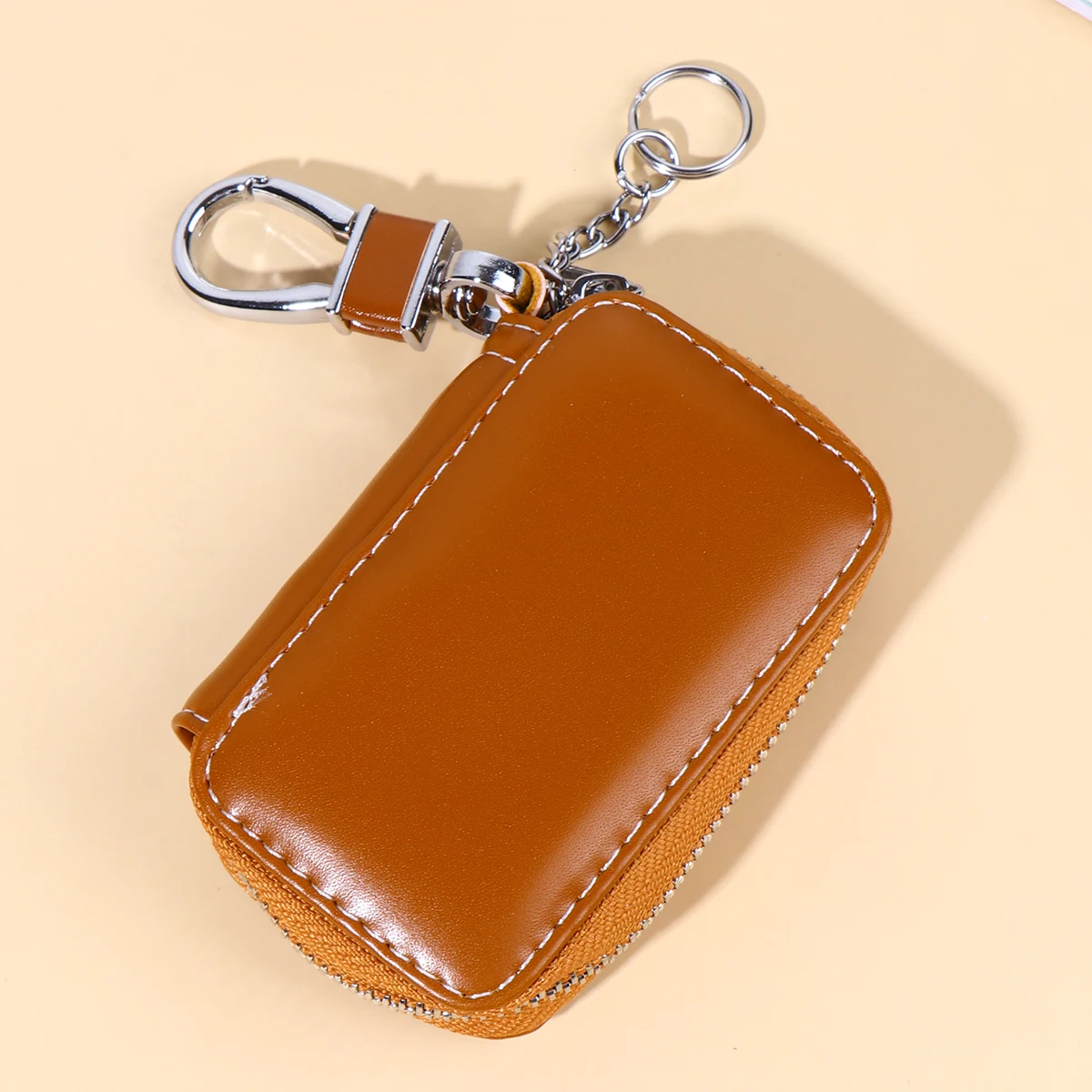 

Car Key Bag Durable Portable Key Holder Delicate Keys Storage Bag Simple Car Key Pouch for Man Woman (Brown Without Trad