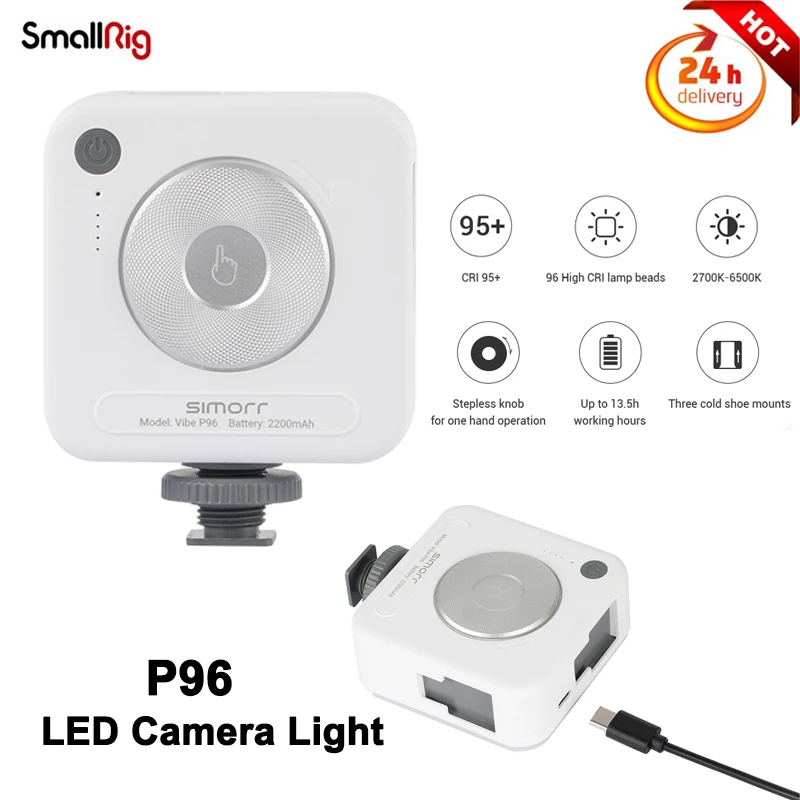 

Smallrig P96 Led Camera Light Output Video Light 2200Mah 2700K-6500K Panel Light for Photography Lamp White 3287 3286 Same Model