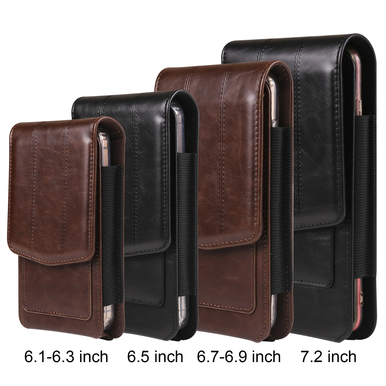 

PU leather mobile phone bag with belt on the waist, vertical traffic card slot multi-functional buckle waist bag
