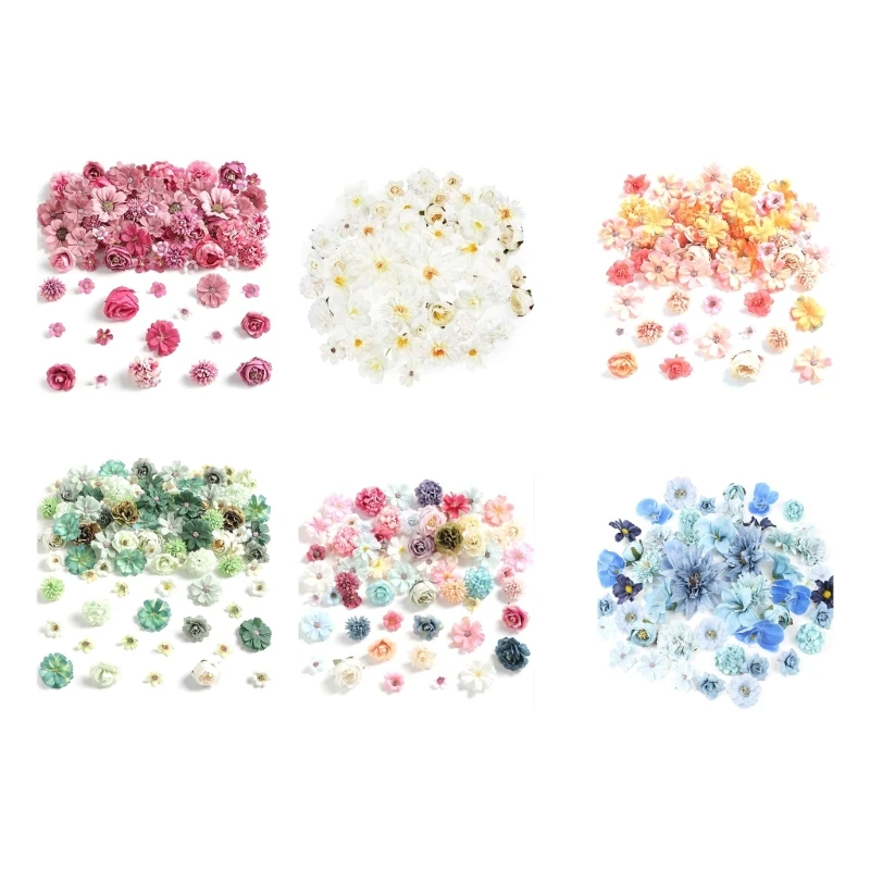 12PD 80Pcs Artificial Flower Heads For Craft 25-43mm Small Flower Heads for Wedding