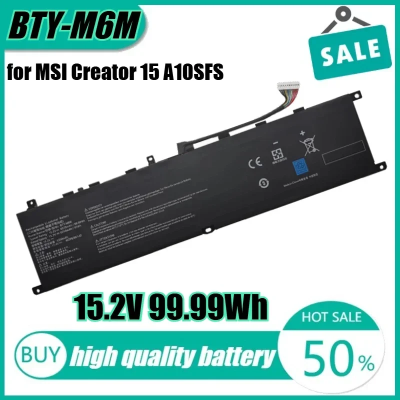 

15.2V 99.99Wh BTY-M6M Laptop Battery for MSI Creator 15 A10SFS A10SE Stealth GE66 GS66