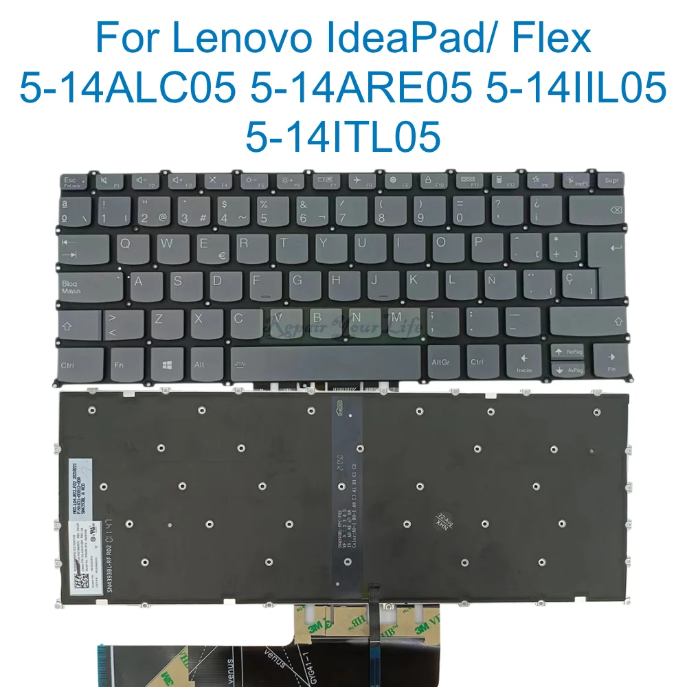 UK Spanish PT-BR Brazil Backlit Keyboard For Lenovo Flex 5-14IIL05 14ARE05 14ALC05 14ITL05 Laptop IdeaPad 81X1 81X2 82hs PR4SB