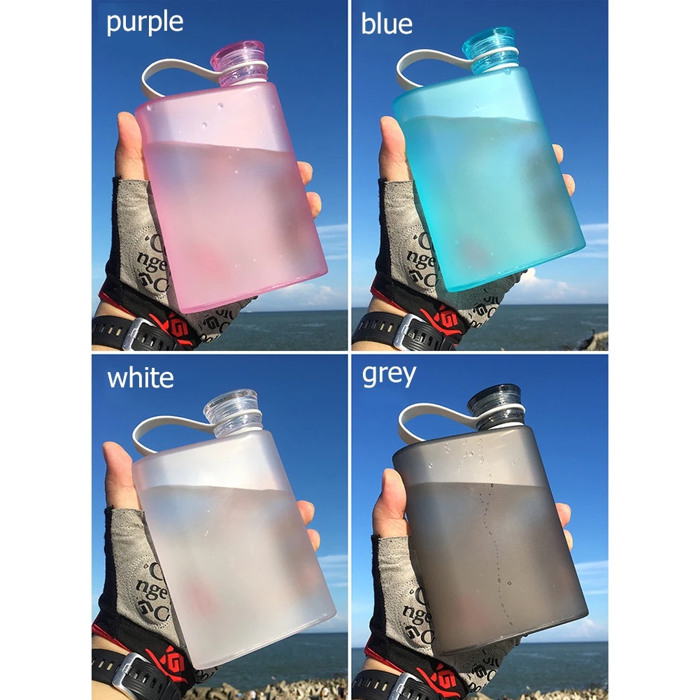 A5 Paper Cup Botlte BPA FREE Plastic Flat Water Bottle Travel Flat Bottle Portable Sport Notebook Pad Drink Bottles Flask