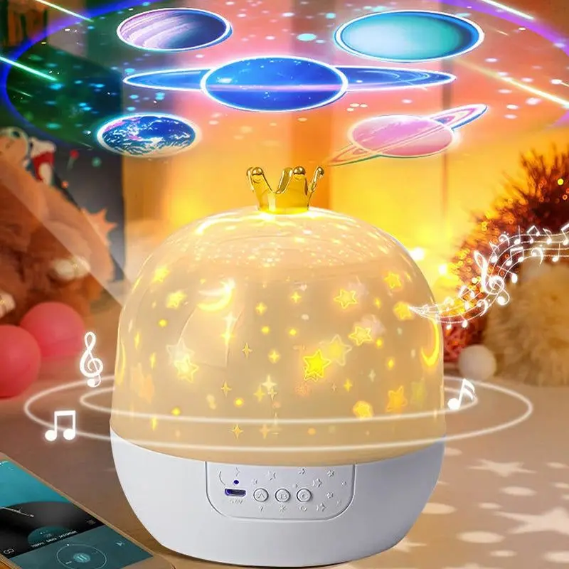 Proyección de luz de estrella de corona, luz nocturna de estrella giratoria, atmósfera de techo para dormitorio, lámpara de noche, proyector, regalo de cumpleaños para niños
