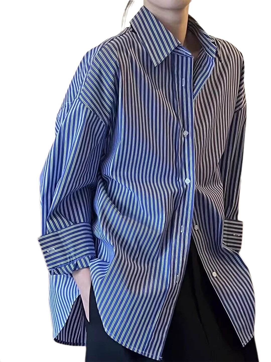 Retro Striped Long Sve  Ne irt Women's Spring Autumn Loose Fit Faionable Versatile Top Breathable Comfortable Sk...