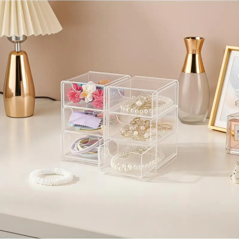 3‑Tier Clear Acrylic Drawer Storage Box Desktop Organizer Jewelry Packaging Jewelry Hair Accessory Counter Display Container