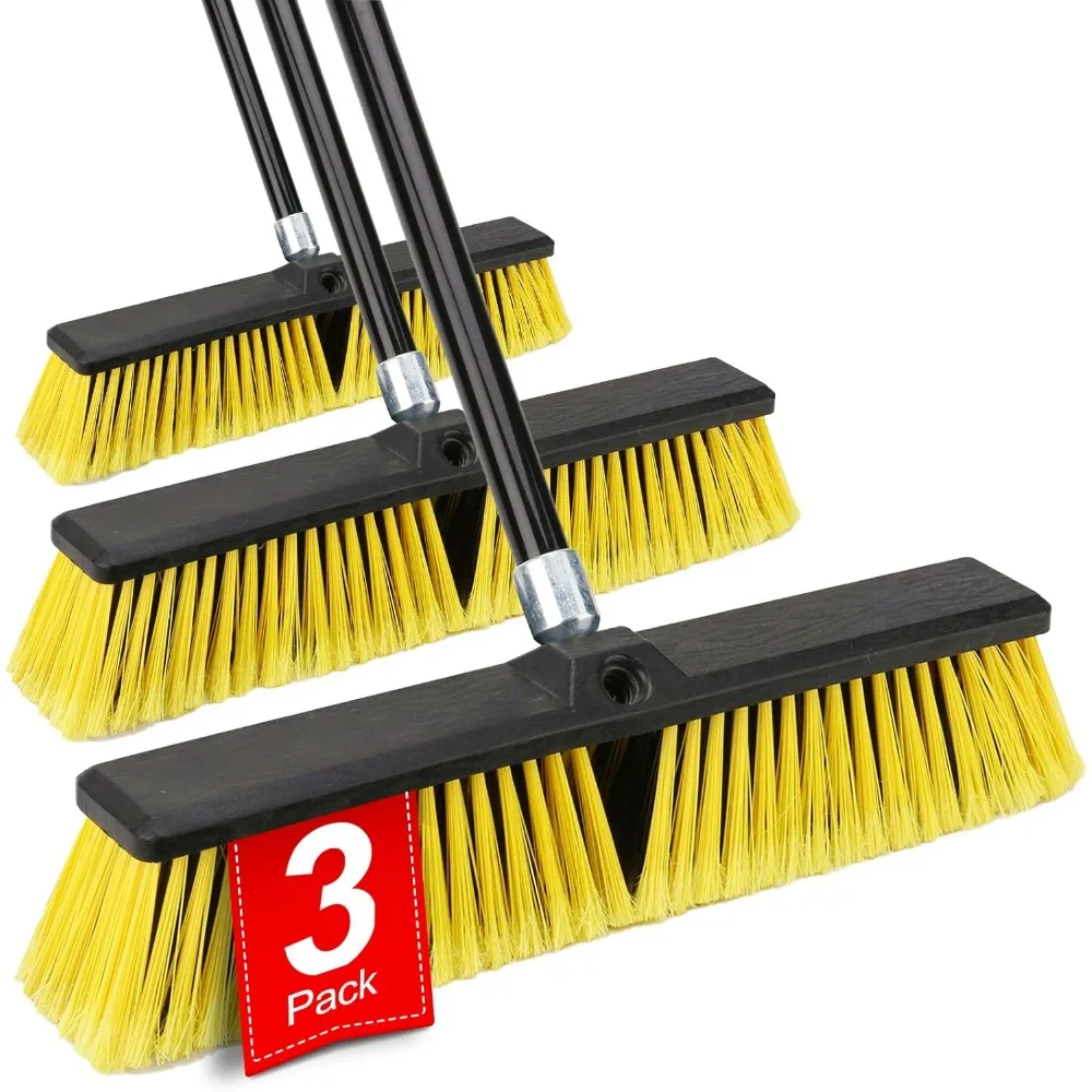 

18 Inches Push Broom Outdoor- Heavy Duty Broom with 63" Long Handle