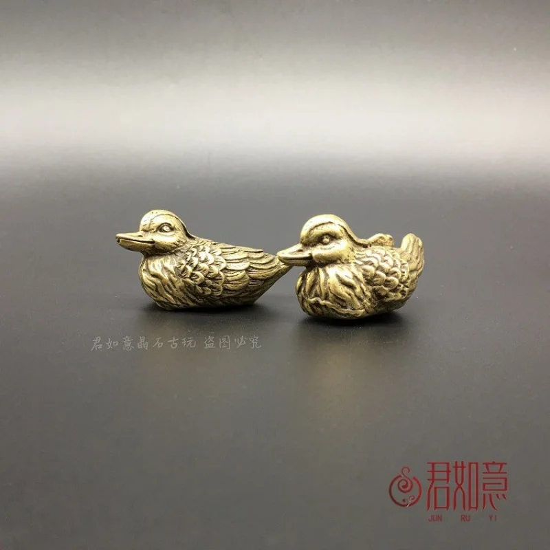 

Пара твердых латунных мандариновых уток, маленькие латунные утки-мандаринки, медные утки, перепела, медных птиц, маленьких птичьих украшений, Love Sy