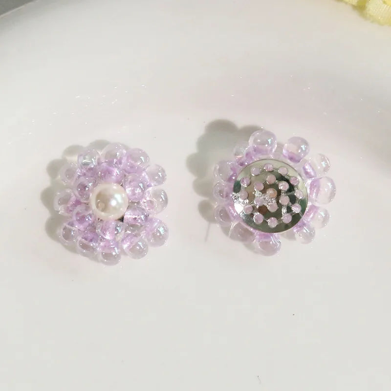 New Shiny Beads Beaded Cluster Flower Buttons 4pcs Wholesale DIY Bouquet Sewing Embellishment for Decoration Accessory