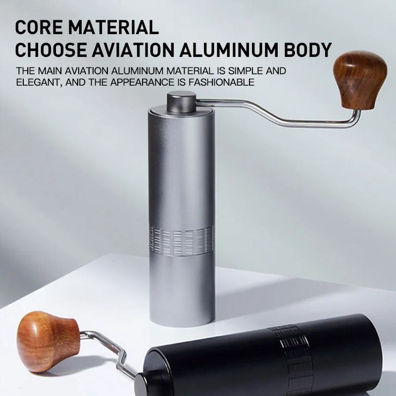 Portable Coffee Grinder Aviation Aluminum Hand-cranked Coffee Machine CNC420 Stainless Steel Grinding Core Grinding Bean Tools