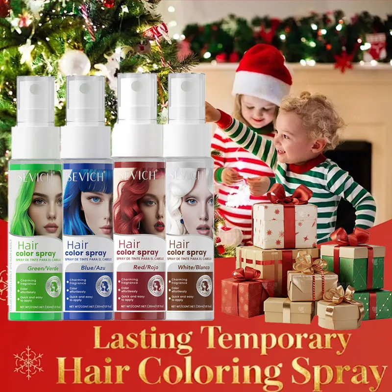 Christmas Hair Colors Spray Temporary Hair Colour Spray Purple Green Hair Dye Spray One-Time Hair Dye Makeup Chalk Hair Styling