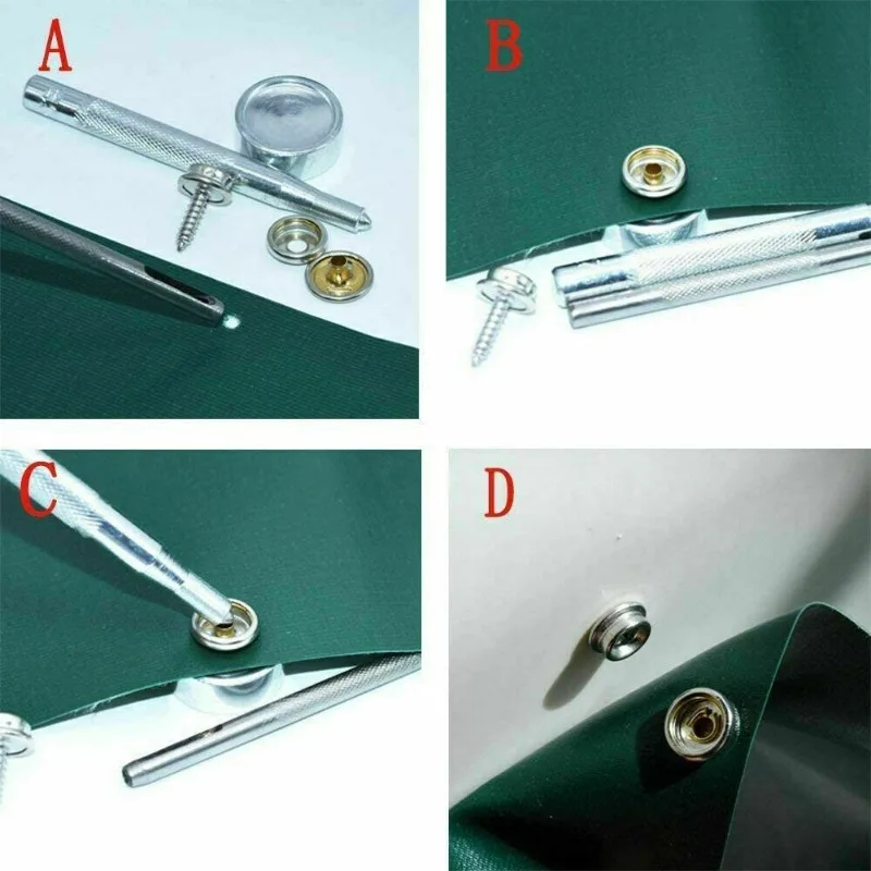 62X الفولاذ المقاوم للصدأ 15 مللي متر أزرار خاطفة السحابة عدة دعوى قماش ل المسمار الصحافة بوبرس قارب المظلة مسامير يستقر مع أداة