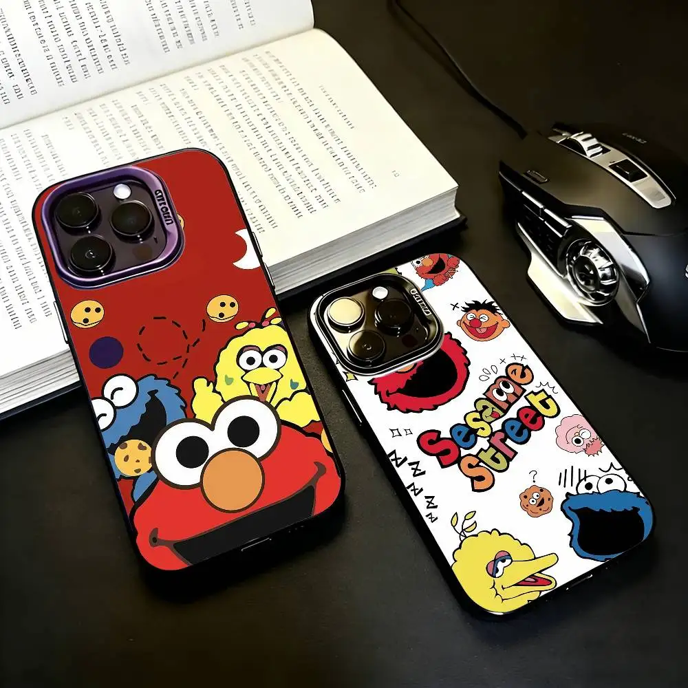 Чехол для телефона Sesame S-Street Cookie Elmo Black Candy серебристого цвета для iPhone 17, 16, 15, 14, 13, 12, 11 Plus, Pro Max