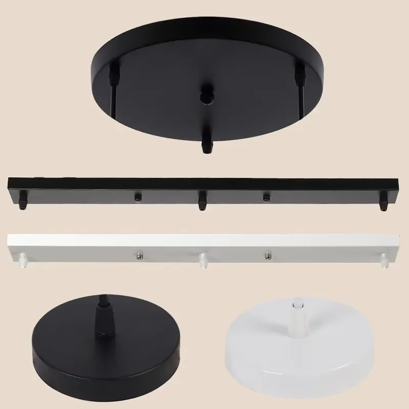 2026 hot sale for Ceiling Plate Multi Size DIY Black White Plate 2 3 4 5 Holes Light Fittings Round Rectangular Straight