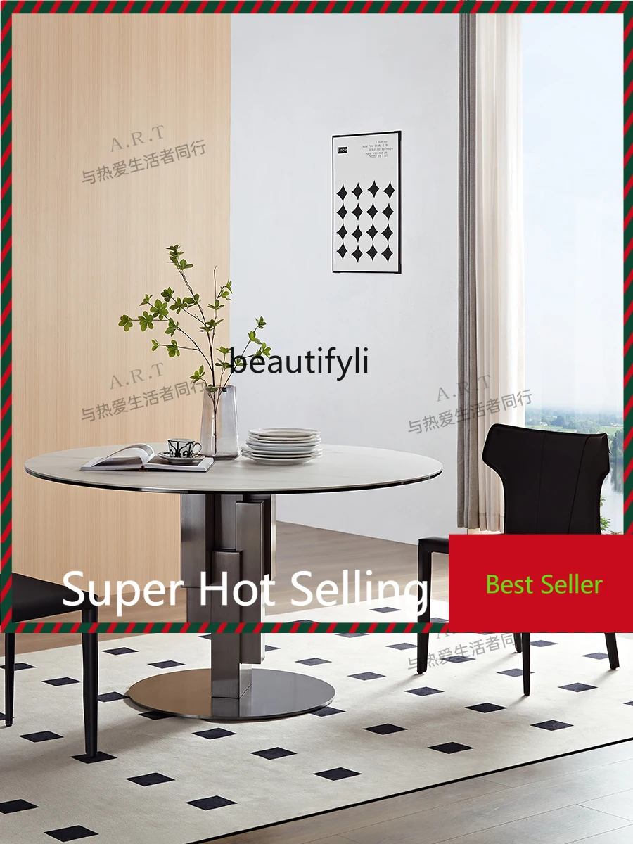 

G1218 G1218 Italian rock slab dining table light luxury, designer round dining table fashion art dining table