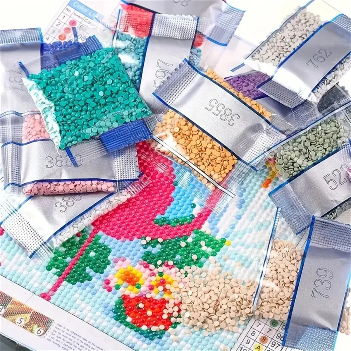 9600-12000pcs/Set Diamond Painting Beads Round Random Color Each 200pcs Total 48-60 Colors Diamond Art Beads Only Colors