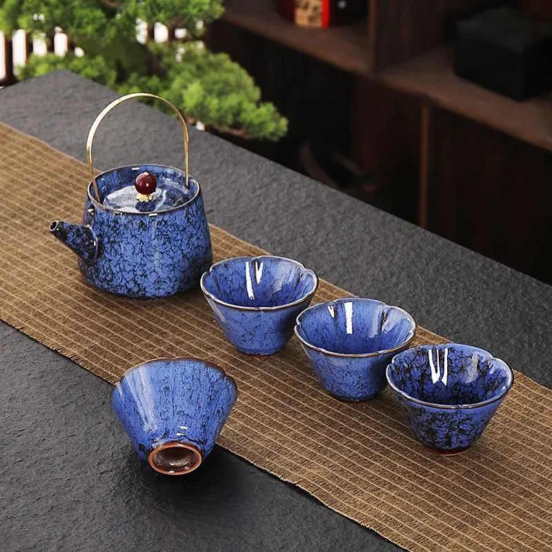 Kiln Change Teapot Handled Pot Ceramic Teapot 1 Pot 4 Cups 5 Colors Home Tea Kettle Large Capacity Water Pot 2026 New Arrival