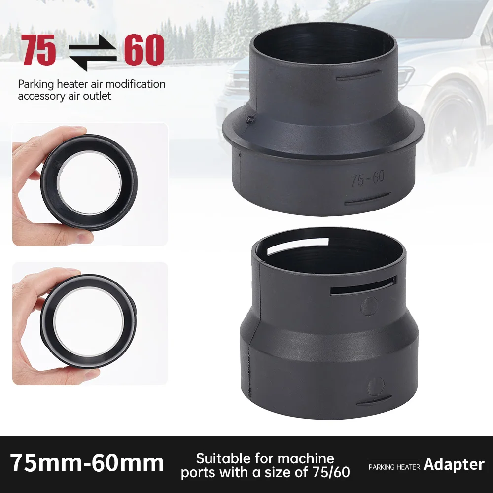 60/75mm Diesel Parking Heater Air Duct Connector High Temp Resistant Nylon Ducting Reducer Adapter For 2KW‑5KW‑8KW Fit Car Truck