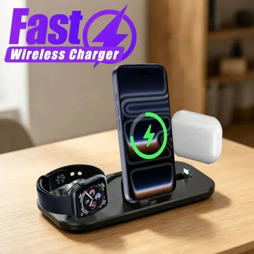 ble Foldable Wireless CharMini 3 in 1 Charging Station for iPhone iWatch AirPods Portager Dock Stand for Travel Home Office Use