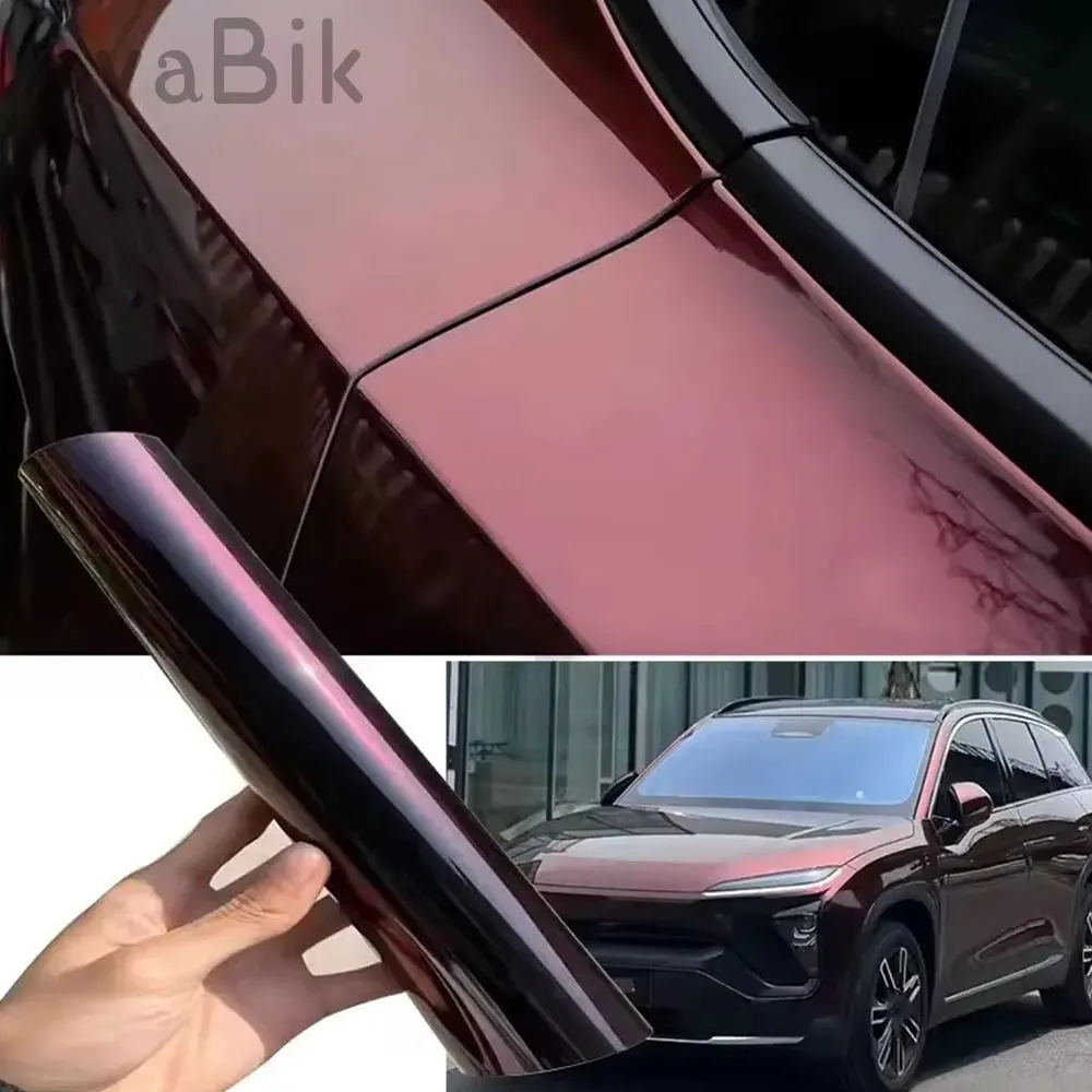 Premium Glossy Madeira Red Vinyl Wrap Chameleon Black Charm Red Car Wrapping Roll Film PET Air Release Anti-Scratch